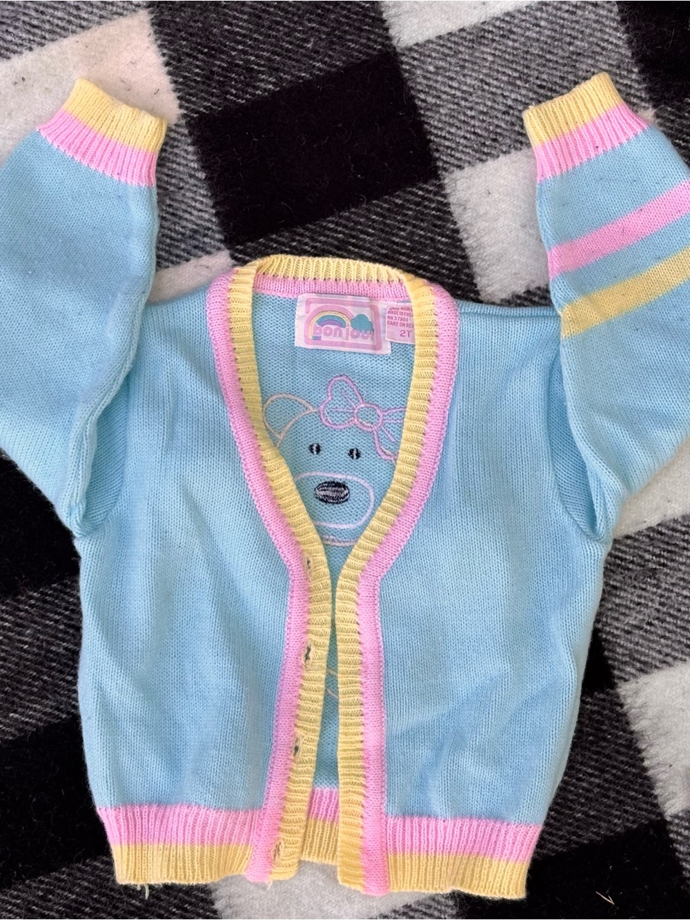 Vintage girl 2t cheerleading bear sweater